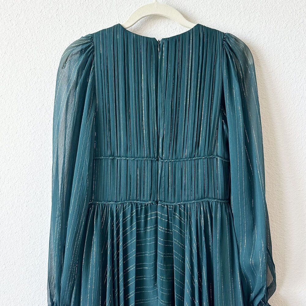 Amur Heidi Silk Metallic Midi Dress Gown Size 0 in Green $615 - Picture 5 of 11